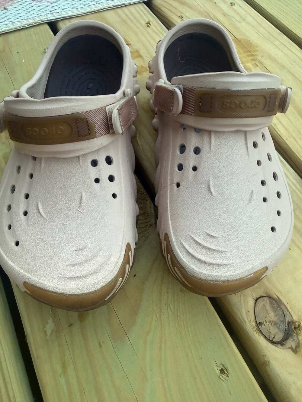 CROCS Women's Light Pink and Tan Clogs